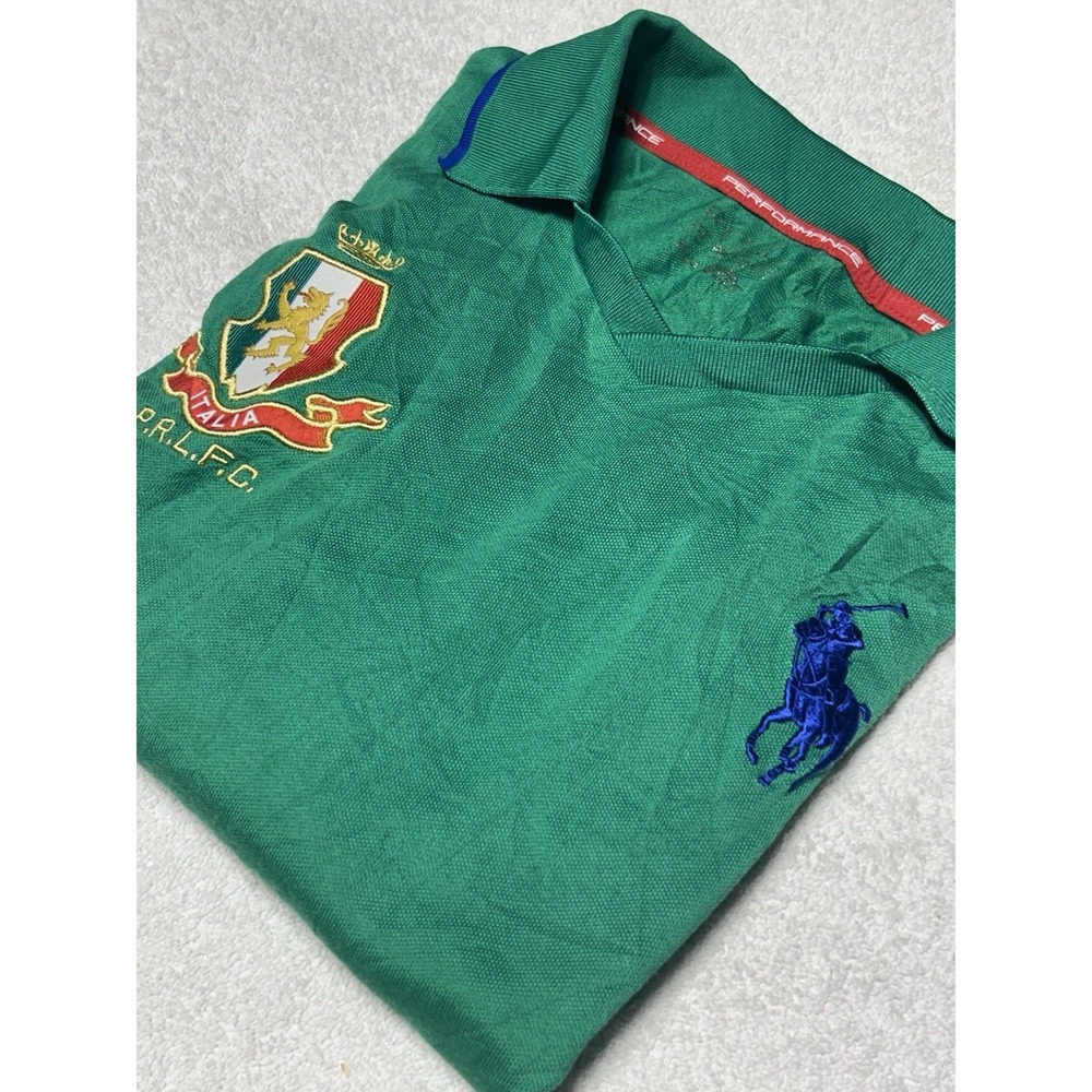 Polo Sport Ralph Lauren Mens M Green Performance Shirt Italia PRLFC Big Pony